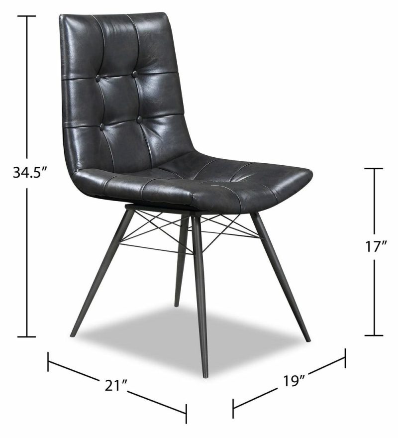 Avis Dining Chair With Vegan Leather Fabric, Metal – Black Dining Chairs