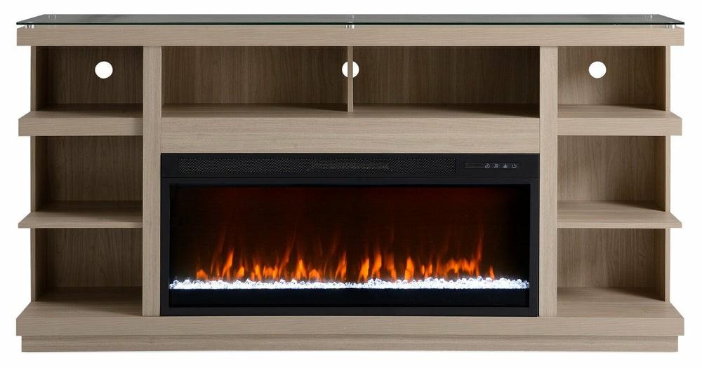 Axel 74″ Modern  Electric Fireplace Tv Stand With Storage And Cable Management For Tv’s Up To 85″- Taupe Electric Fireplaces