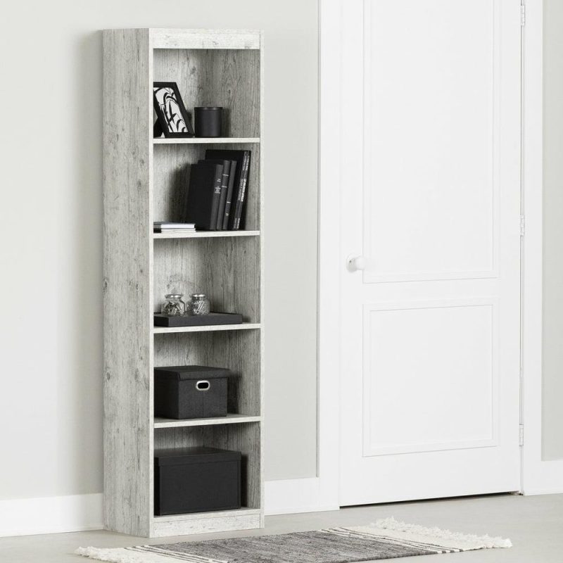 Axess 5-Shelf Narrow Bookcase – Seaside Pine Bookcases