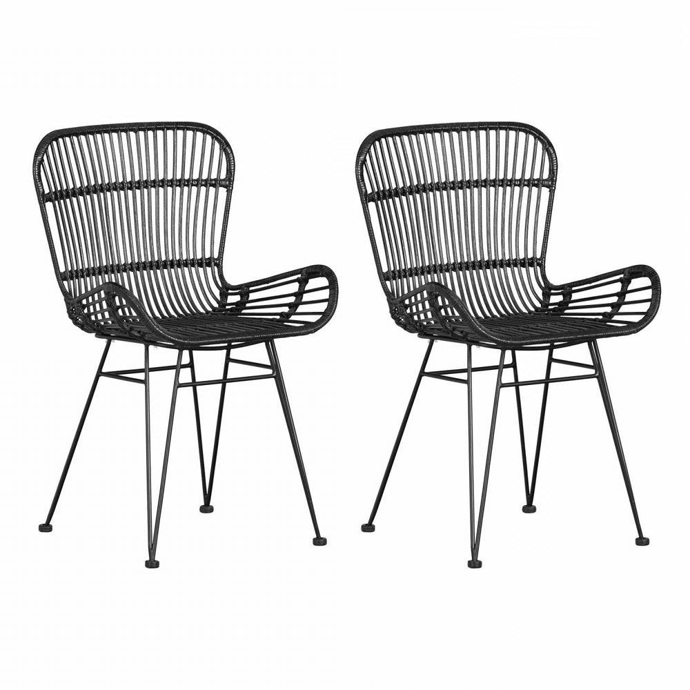 Balka 2-Piece Rattan Dining Chair – Black Dining Chairs