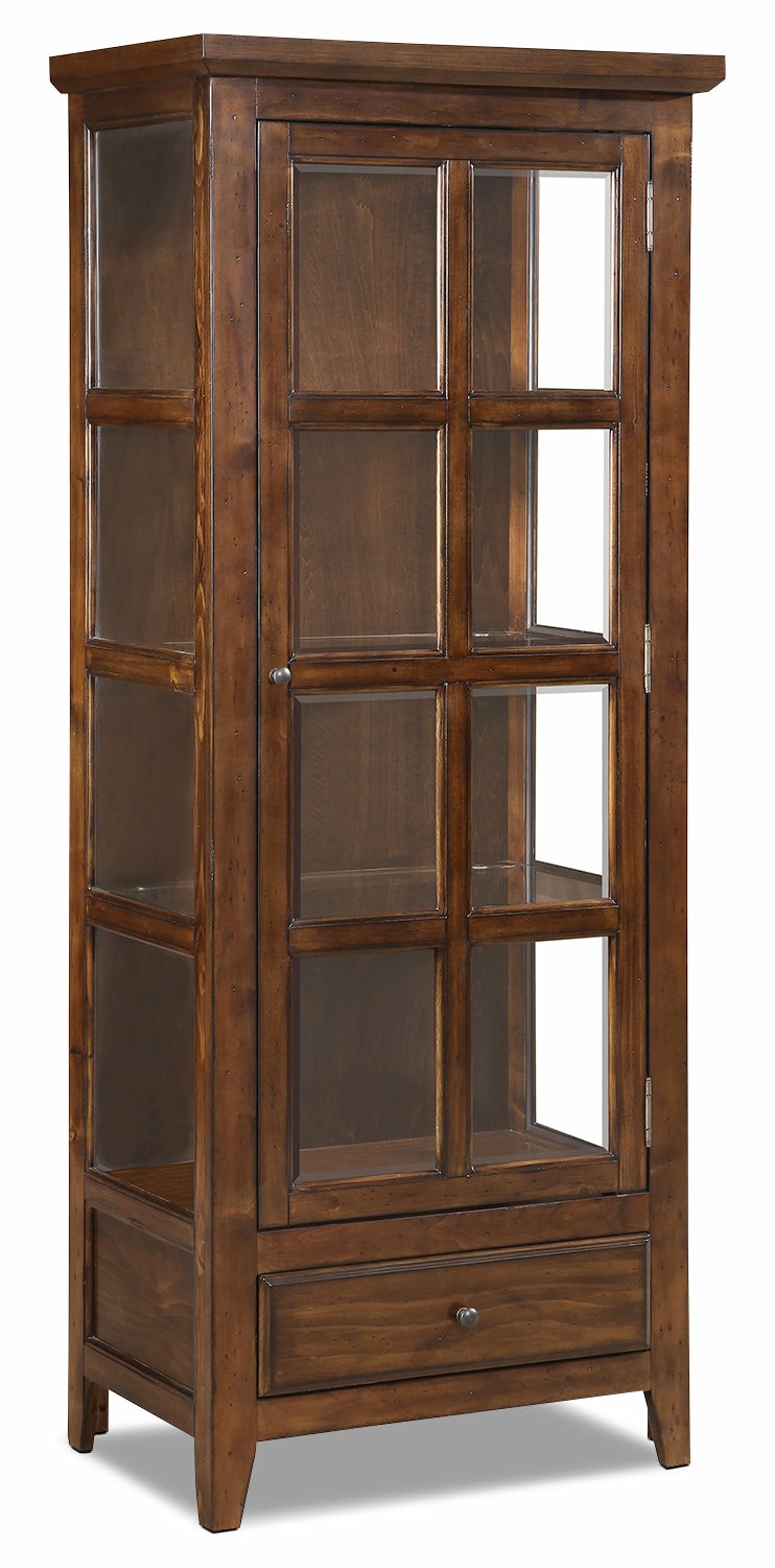 Bardini 28.25″ Display Cabinet With Framed Glass Door – Cherry Brown Buffets, Servers And Cabinets