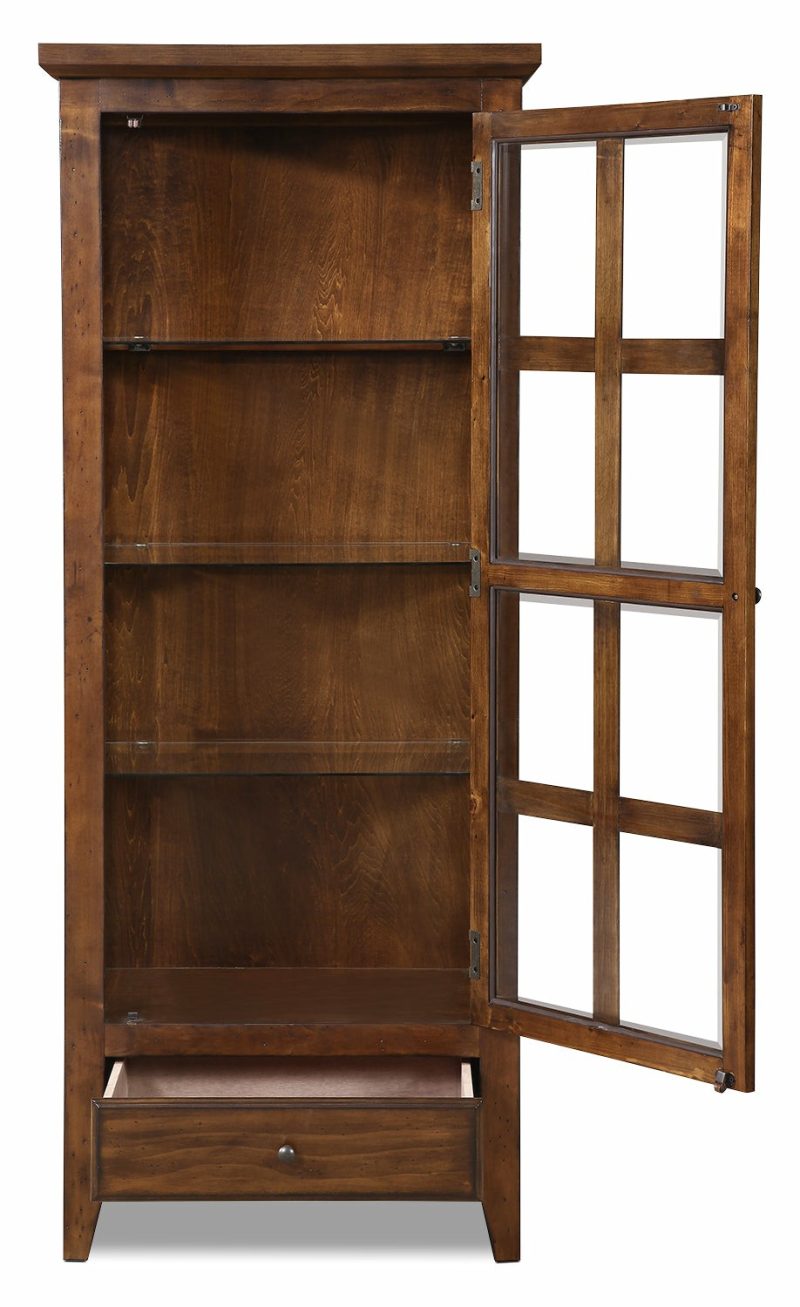 Bardini 28.25″ Display Cabinet With Framed Glass Door – Cherry Brown Buffets, Servers And Cabinets