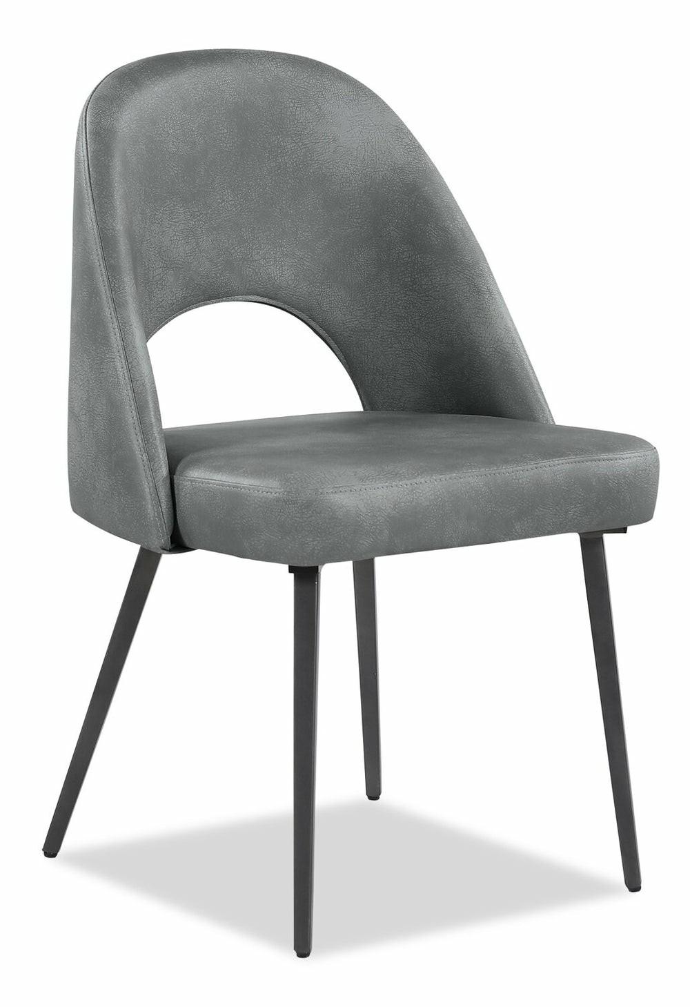 Bay Dining Chair With Vegan Leather Fabric, Metal – Grey Accent Chairs