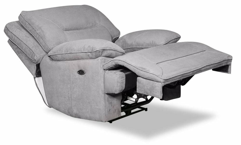 Beau Faux Suede Power Recliner – Grey Furniture