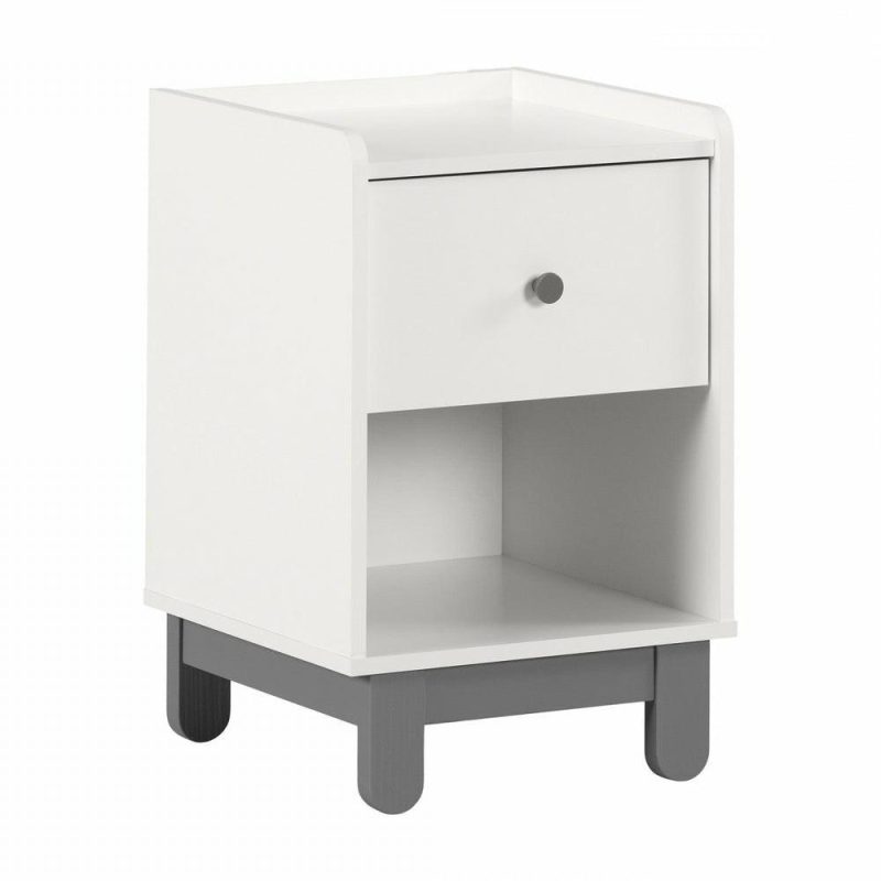 Bebble Nightstand – Soft Grey/White Bedroom