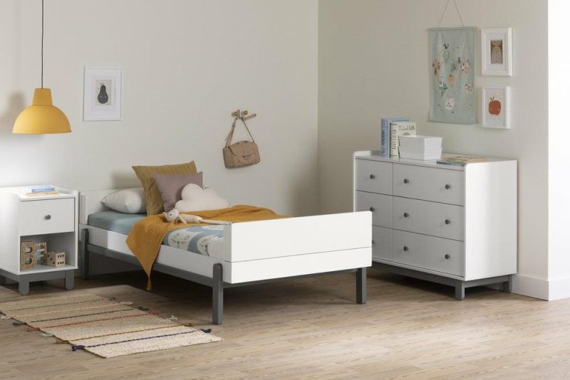 Bebble Nightstand – Soft Grey/White Bedroom