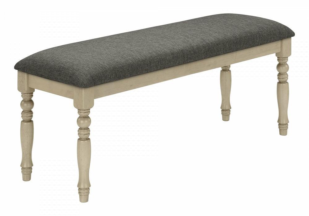 Bench Rectangular Entryway Dining Room Kitchen Antique Grey Fabric Solid Wood Transitional Dining Benches