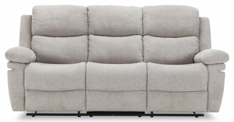 Bennett 80.71″ Lisco Dove Grey Chenille Fabric Glider Reclining Sofa Furniture