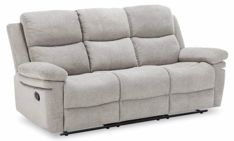 Bennett 80.71″ Lisco Dove Grey Chenille Fabric Glider Reclining Sofa Furniture