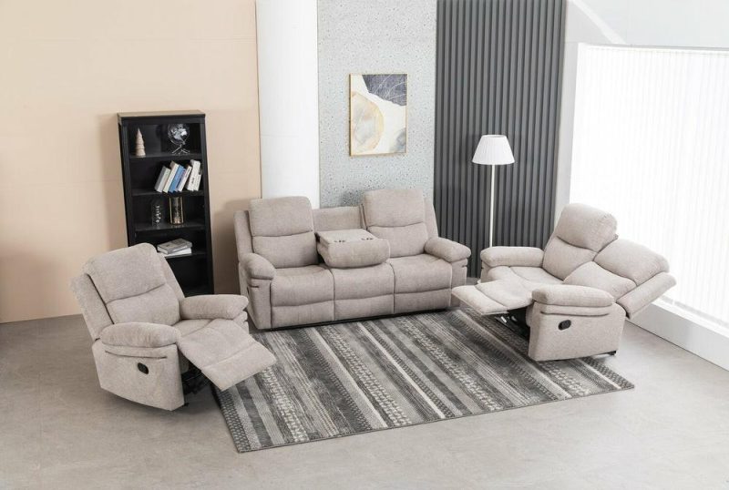 Bennett 80.71″ Lisco Dove Grey Chenille Fabric Glider Reclining Sofa Furniture