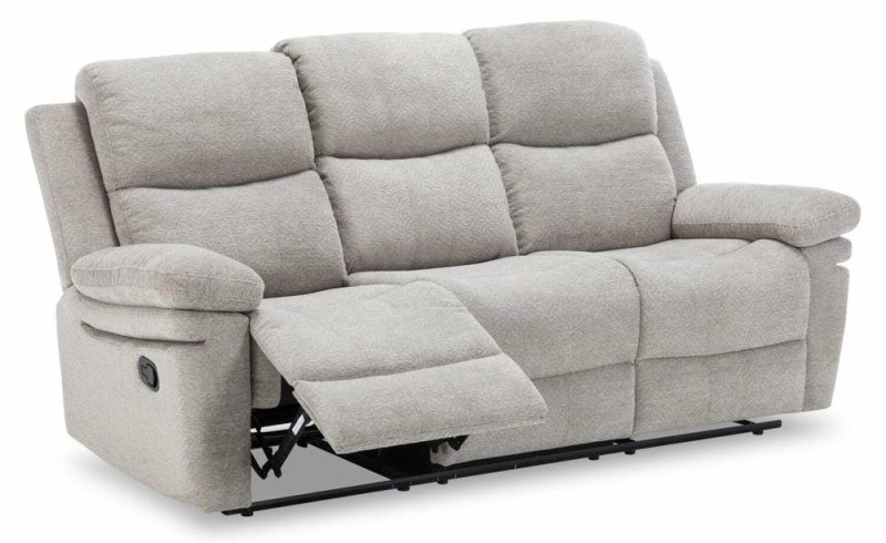 Bennett 80.71″ Lisco Dove Grey Chenille Fabric Glider Reclining Sofa Furniture