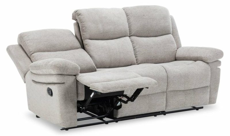 Bennett 80.71″ Lisco Dove Grey Chenille Fabric Glider Reclining Sofa Furniture