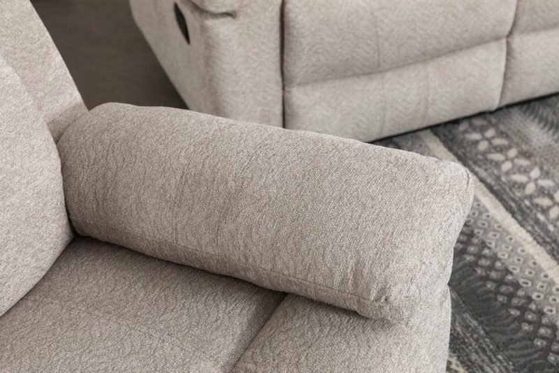 Bennett 80.71″ Lisco Dove Grey Chenille Fabric Glider Reclining Sofa Furniture