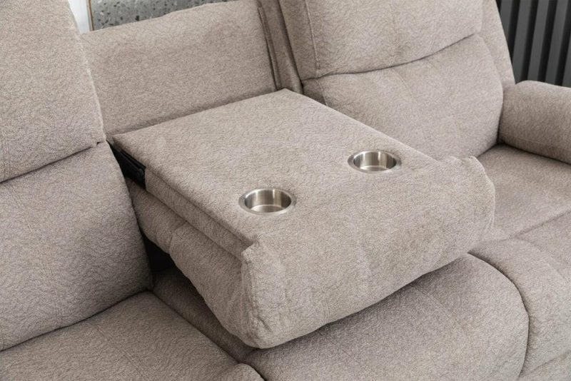 Bennett 80.71″ Lisco Dove Grey Chenille Fabric Glider Reclining Sofa Furniture