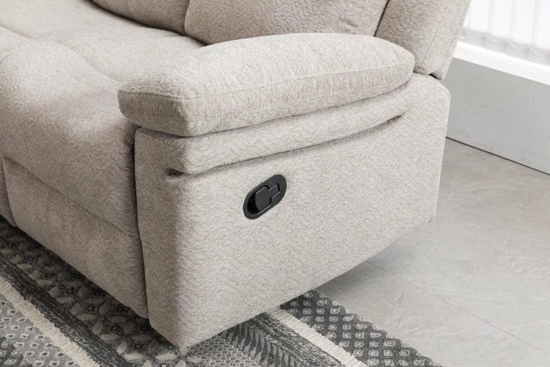 Bennett 80.71″ Lisco Dove Grey Chenille Fabric Glider Reclining Sofa Furniture