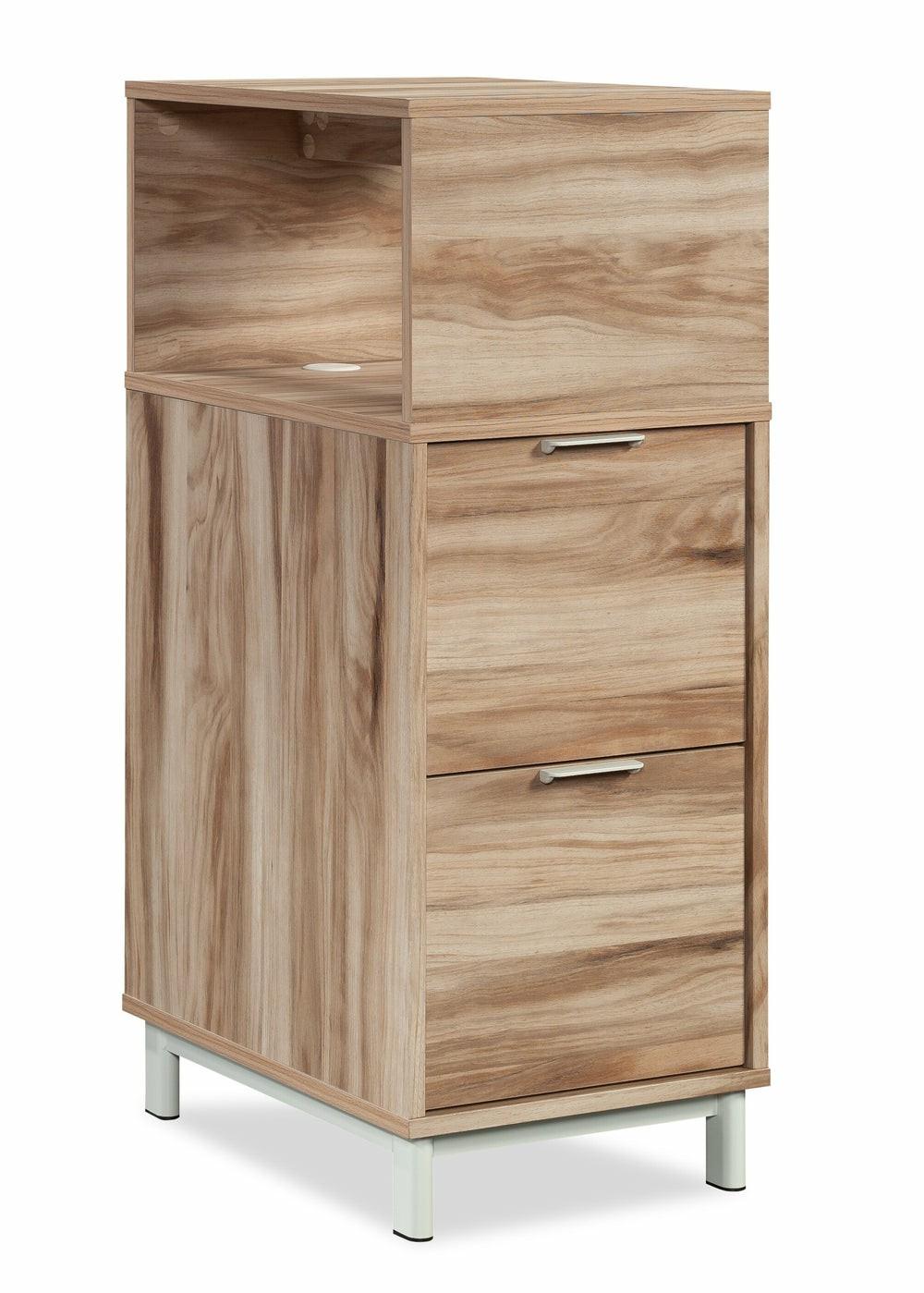 Bergen Circle 15.75″ Commercial Grade File Towwr With 2-Drawers & Cubby – Natural Wood Cabinets