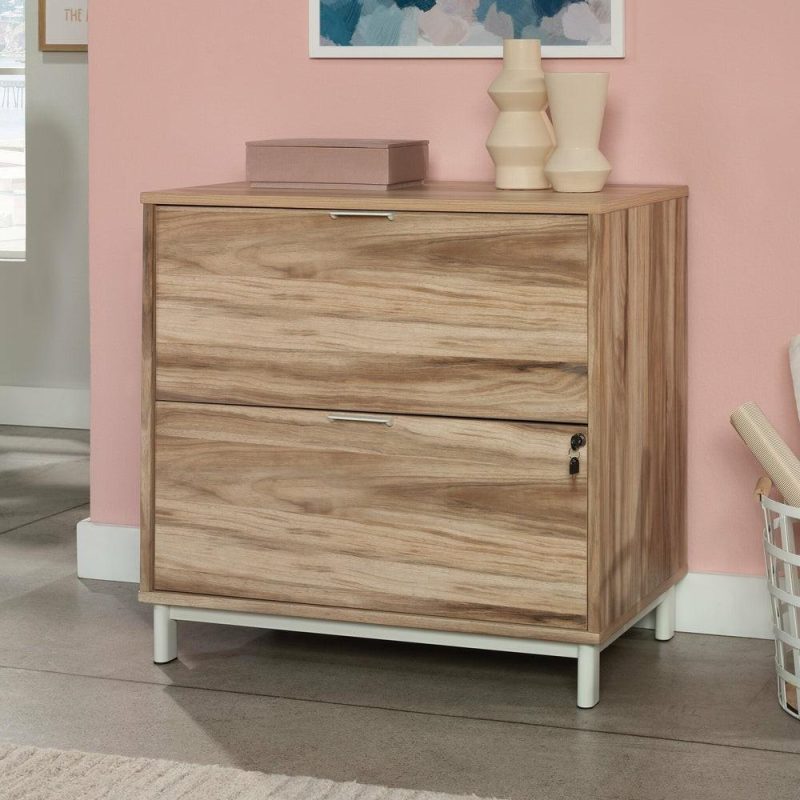 Bergen Circle 30.35″ Commercial Grade 2-Drawer Filing Cabinet – Natural Wood Cabinets