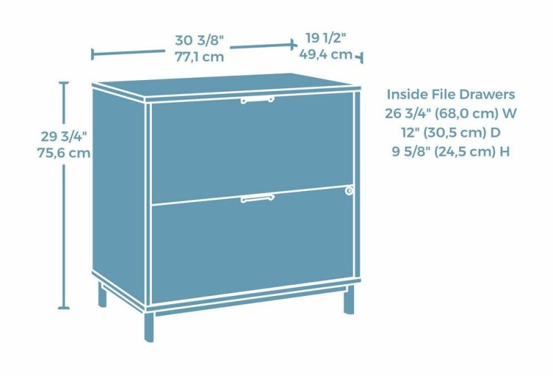 Bergen Circle 30.35″ Commercial Grade 2-Drawer Filing Cabinet – Natural Wood Cabinets