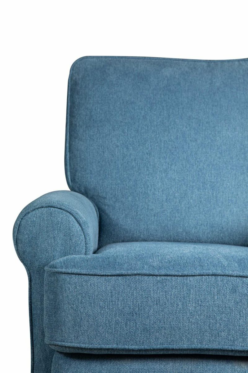 Bevin 34.4″ Blue Chenille Fabric Swivel Glider Reclining Chair Furniture