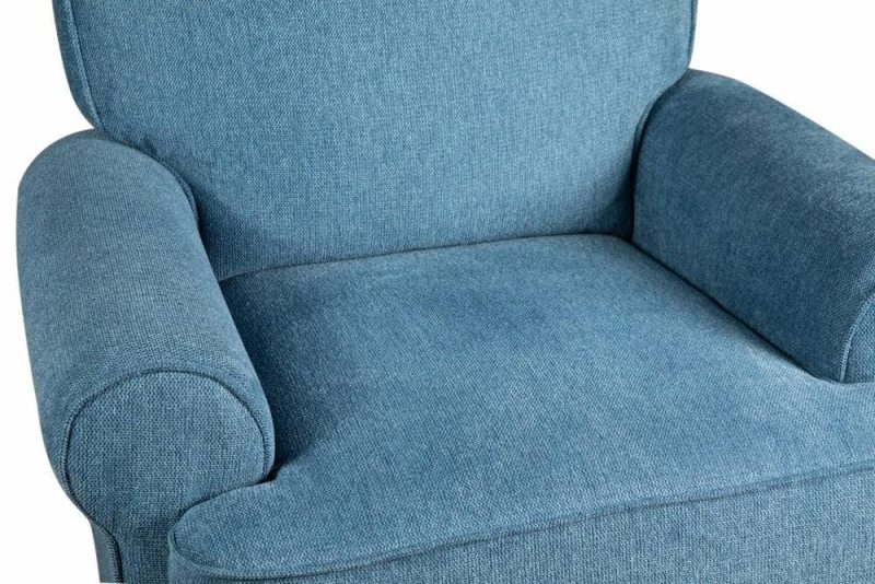 Bevin 34.4″ Blue Chenille Fabric Swivel Glider Reclining Chair Furniture