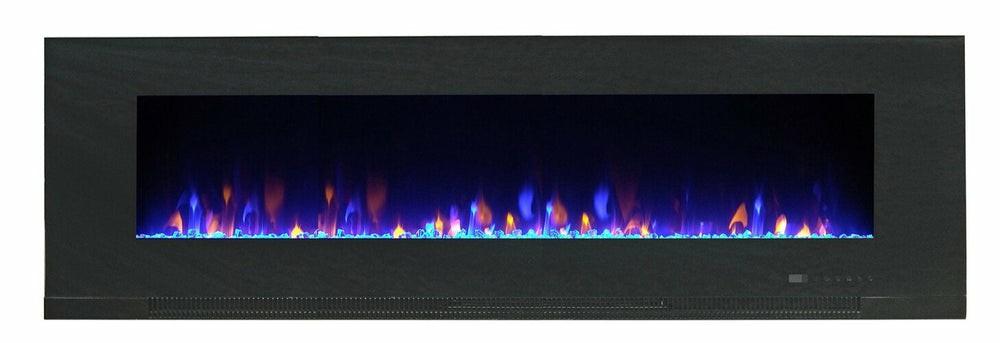 Billy 60″ Modern Wall Mounted Electric Fireplace – Black Electric Fireplaces