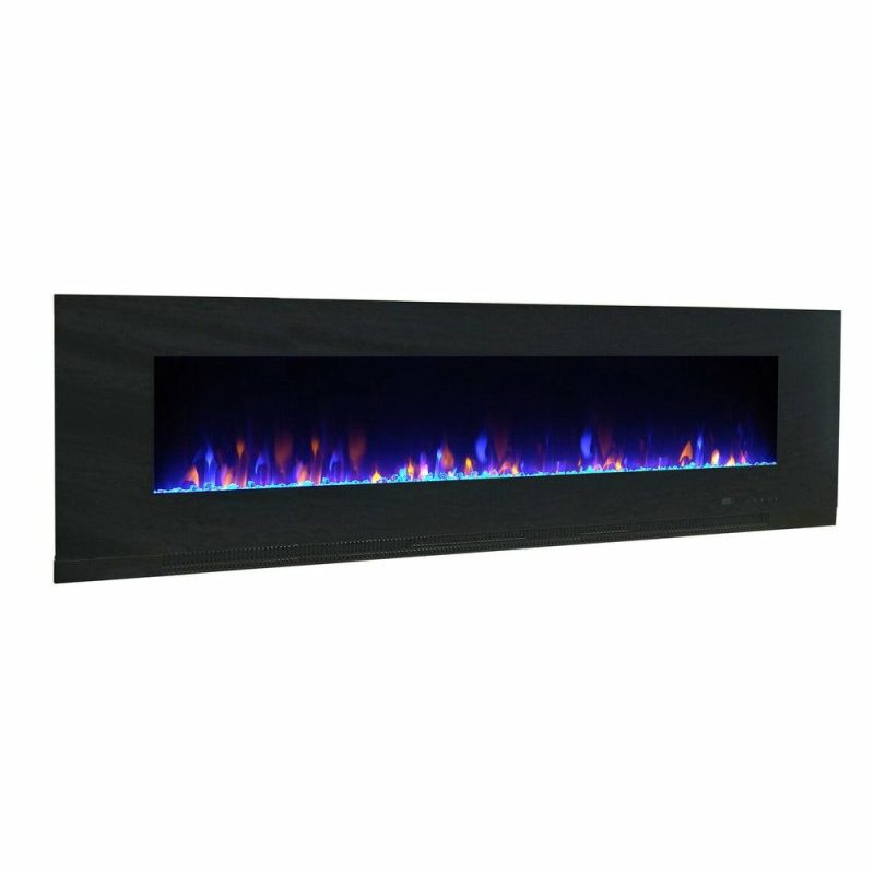 Billy 60″ Modern Wall Mounted Electric Fireplace – Black Electric Fireplaces