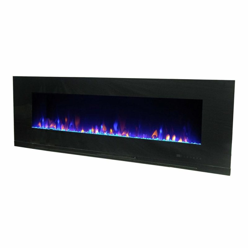 Billy 60″ Modern Wall Mounted Electric Fireplace – Black Electric Fireplaces