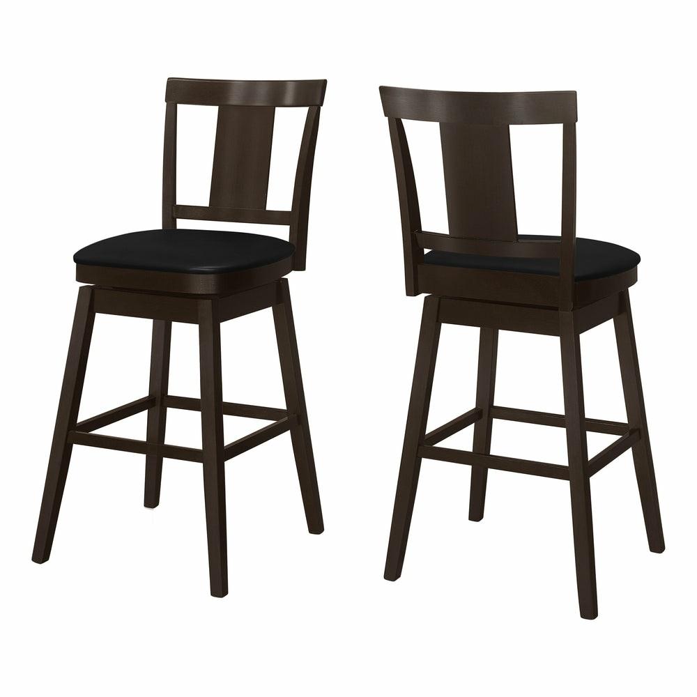 Black Leather-Look Bar Stool – Set Of 2 Bar Stools