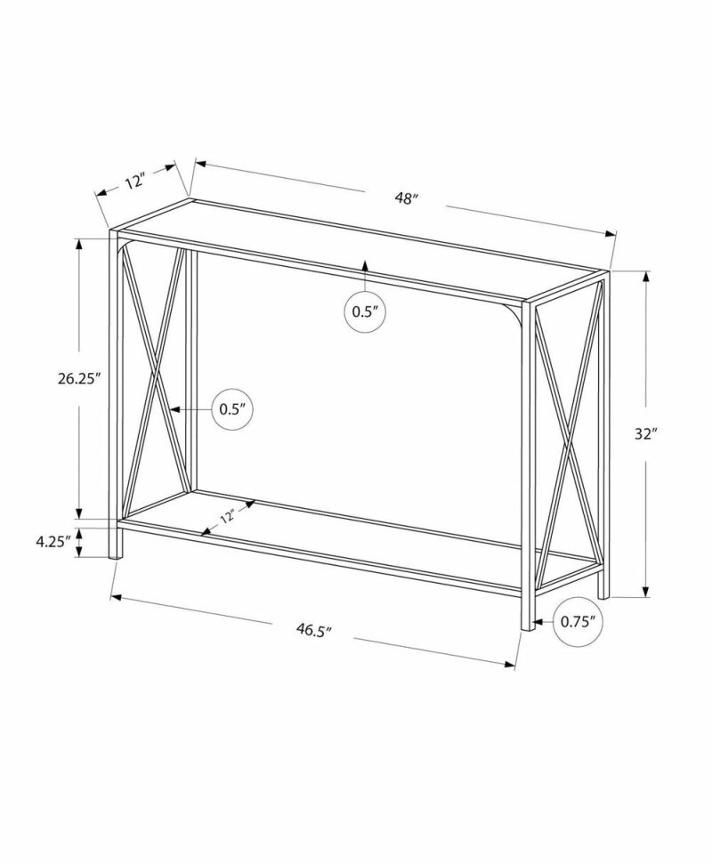 Black Marble-Look Black Metal Console Table Furniture