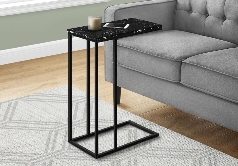 Black Marble-Look Side Table End Tables