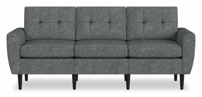 Blok Modular 88.97″ Steel Grey Fabric Sofa With Flared Arms And Reversible Cushions Furniture