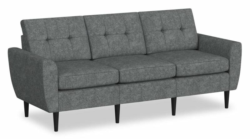 Blok Modular 88.97″ Steel Grey Fabric Sofa With Flared Arms And Reversible Cushions Furniture