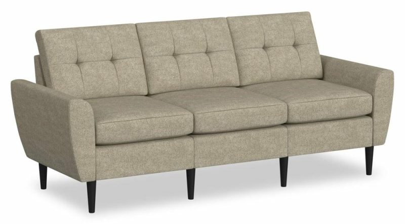 Blok Modular 88.97″ Taupe Fabric Sofa With Flared Arms And Reversible Cushions Furniture