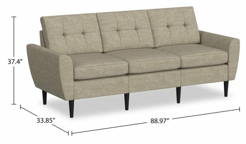 Blok Modular 88.97″ Taupe Fabric Sofa With Flared Arms And Reversible Cushions Furniture