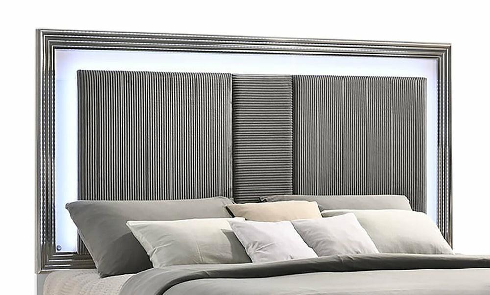 Bogart Panel Headboard With Led Light, Fabric, White – King Size Bedroom