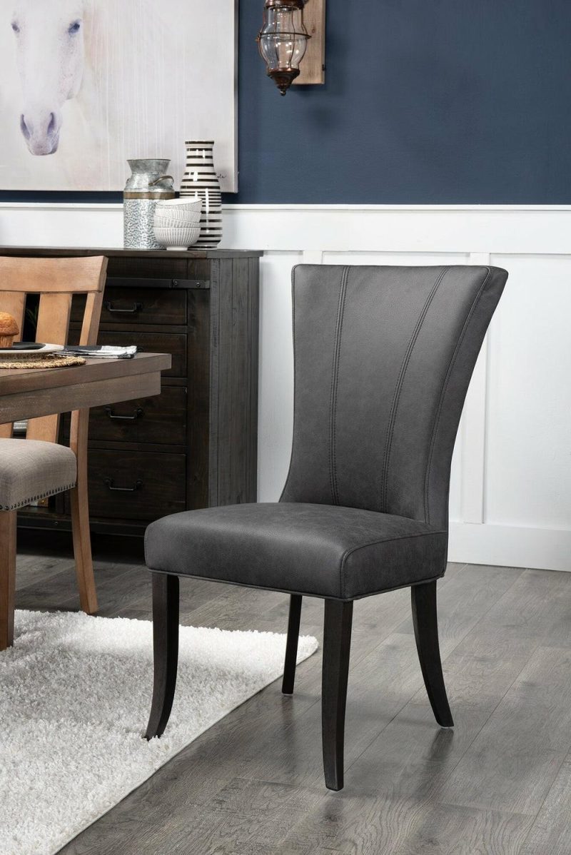 Bree Dining Chair With Vegan Leather Fabric – Grey Accent Chairs