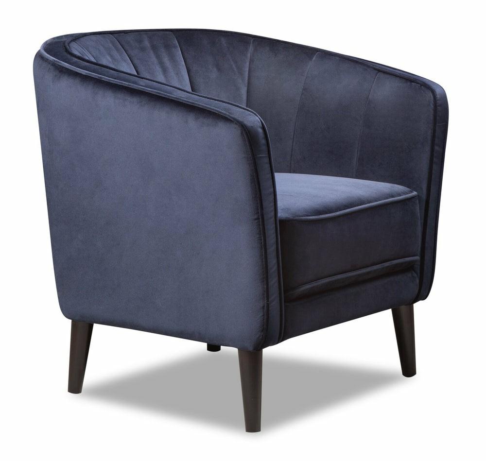 Brinley 29″ Blue Velvet Fabric Accent Chair With Wood Legs Accent Chairs