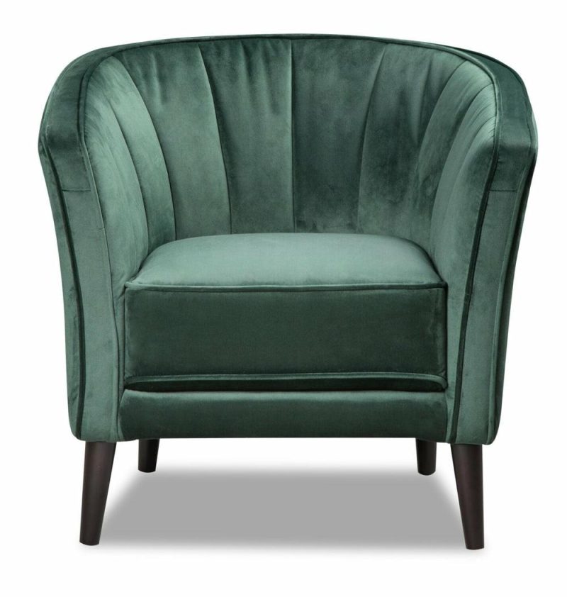 Brinley 29″ Green Velvet Fabric Accent Chair With Wood Legs Accent Chairs