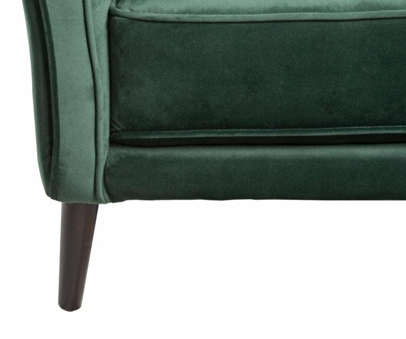 Brinley 29″ Green Velvet Fabric Accent Chair With Wood Legs Accent Chairs