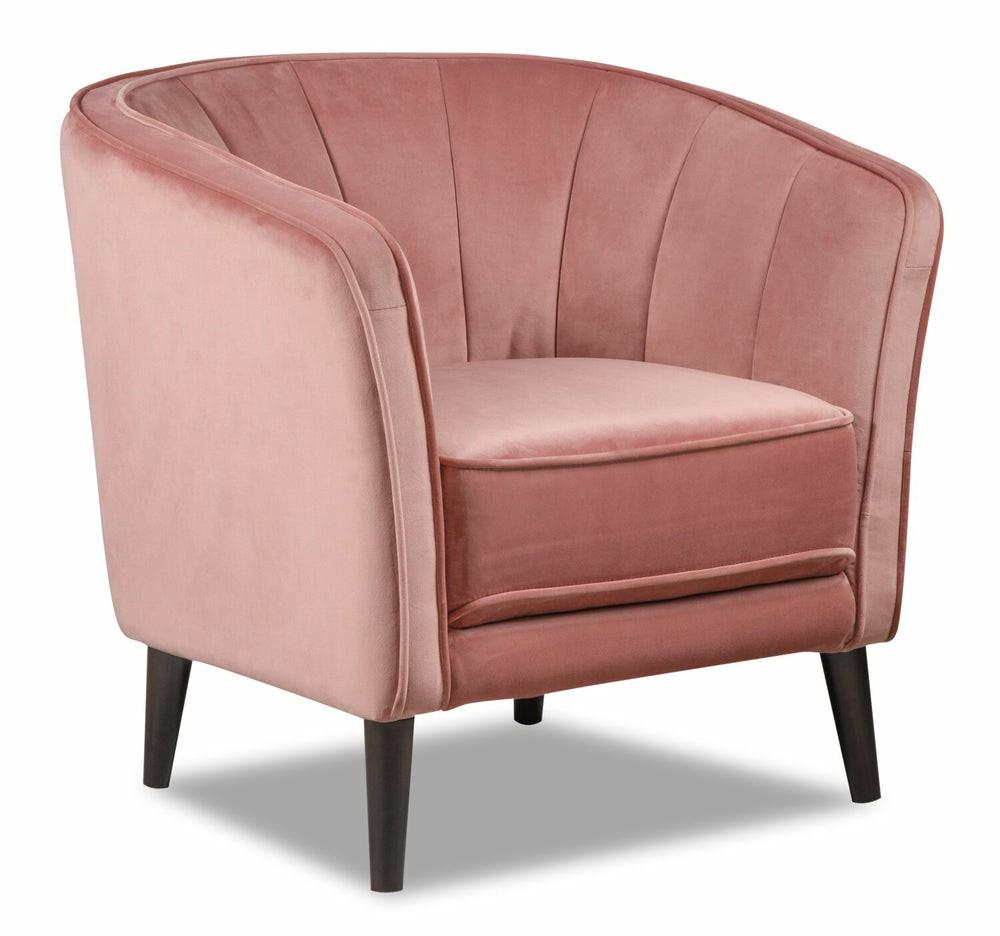 Brinley 29″ Pink Velvet Fabric Accent Chair With Wood Legs Accent Chairs