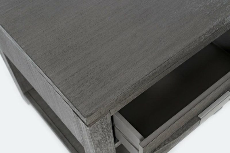 Bronx 24″ Rustic End Table With Storage And Shelf – Grey Wood End Tables