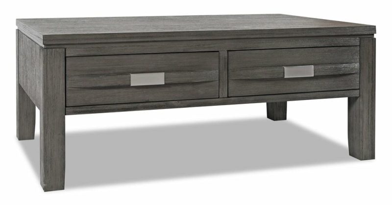 Bronx 48″ Rustic Lift Top Coffee Table With Storage And Shelf – Grey Wood Coffee Tables