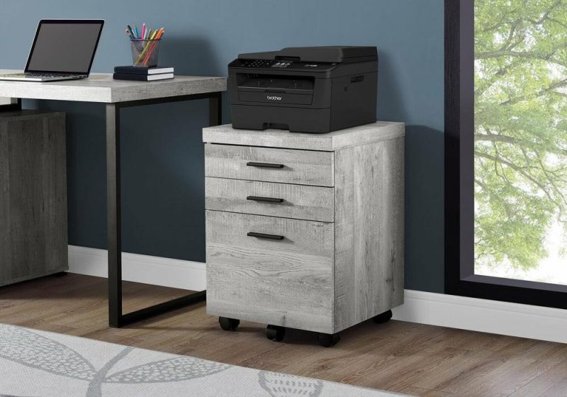 Bruno 18.25″ 3-Drawer Filing Cabinet – Grey Cabinets