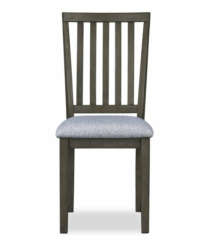 Bryn Dining Chair With Fabric Seat, Slat-Back – Dark Grey Dining Chairs