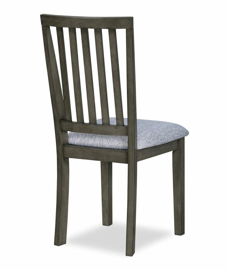 Bryn Dining Chair With Fabric Seat, Slat-Back – Dark Grey Dining Chairs