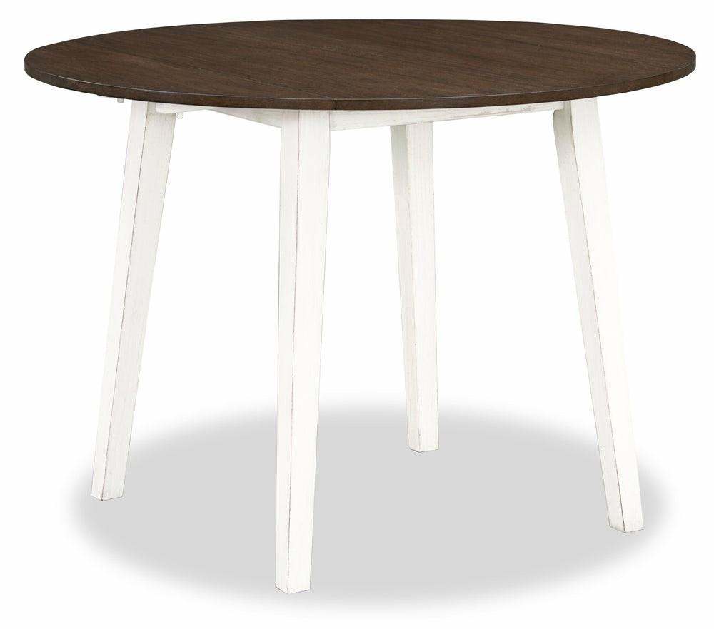 Bryn Drop-Leaf Dining Table, 42″ Round – Two-Tone White & Brown Dining Room