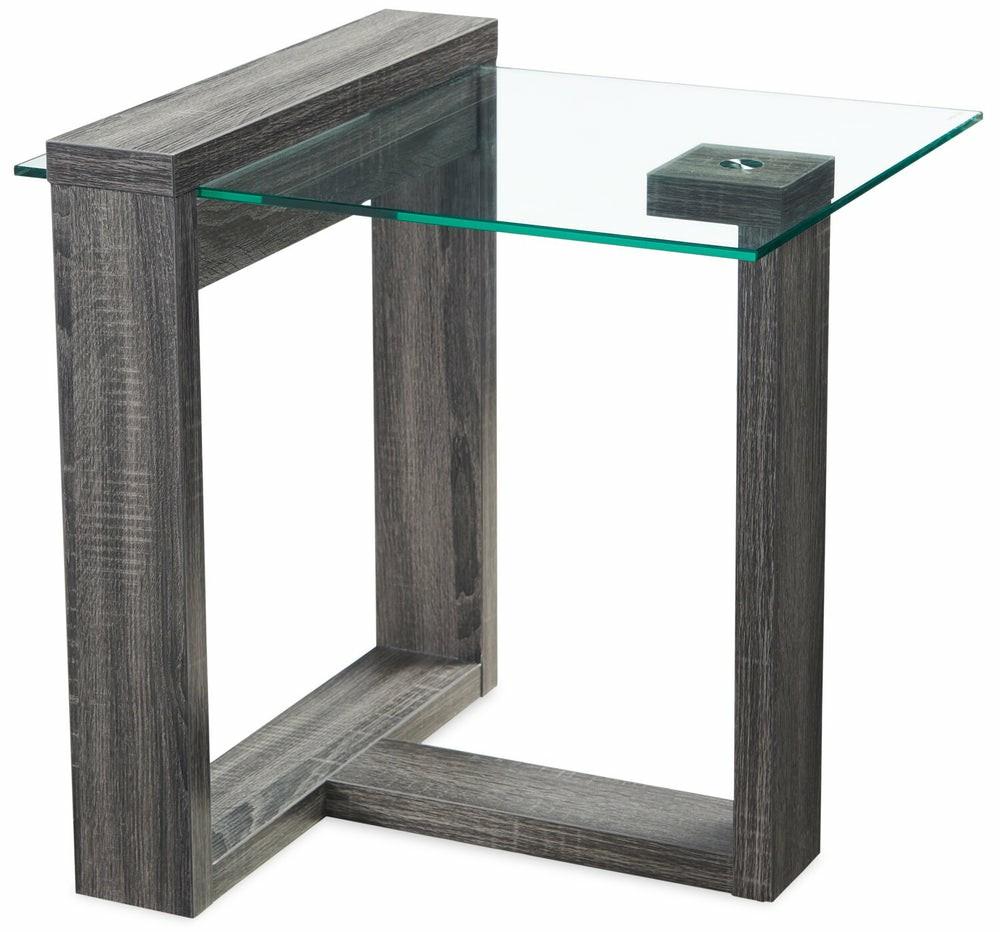 California 22″ Modern Glass Top End Table – Distressed Grey End Tables