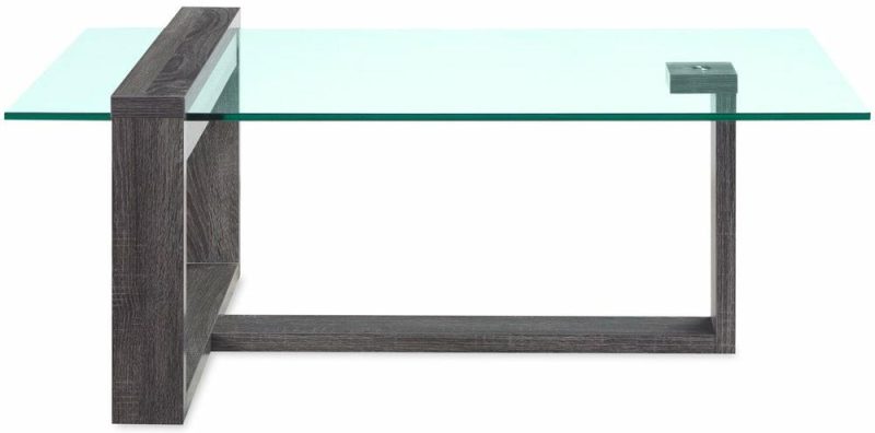 California 47.25″ Modern Glass Top Coffee Table – Distressed Grey Coffee Tables