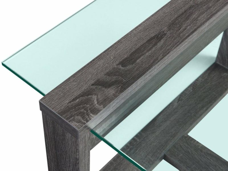 California 47.25″ Modern Glass Top Coffee Table – Distressed Grey Coffee Tables