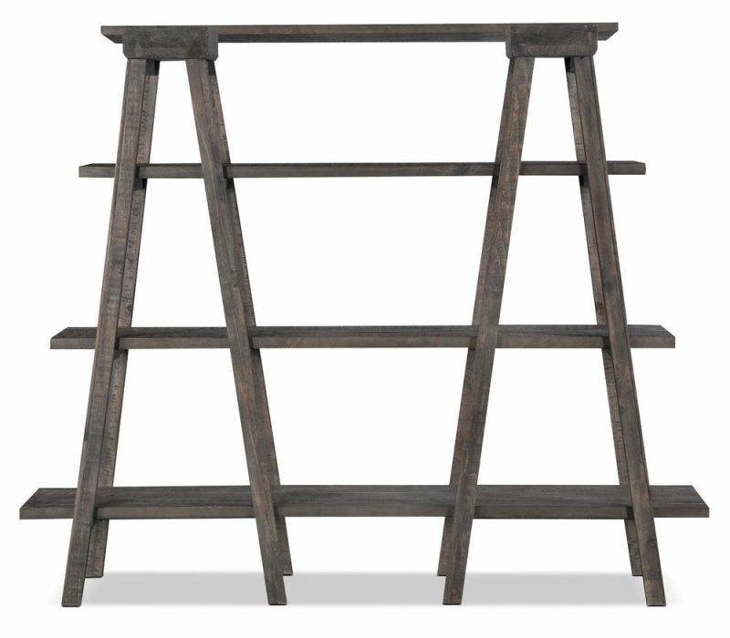 Calistoga 72″ 3-Shelf Open Ladder Bookcase – Weathered Charcoal Bookcases